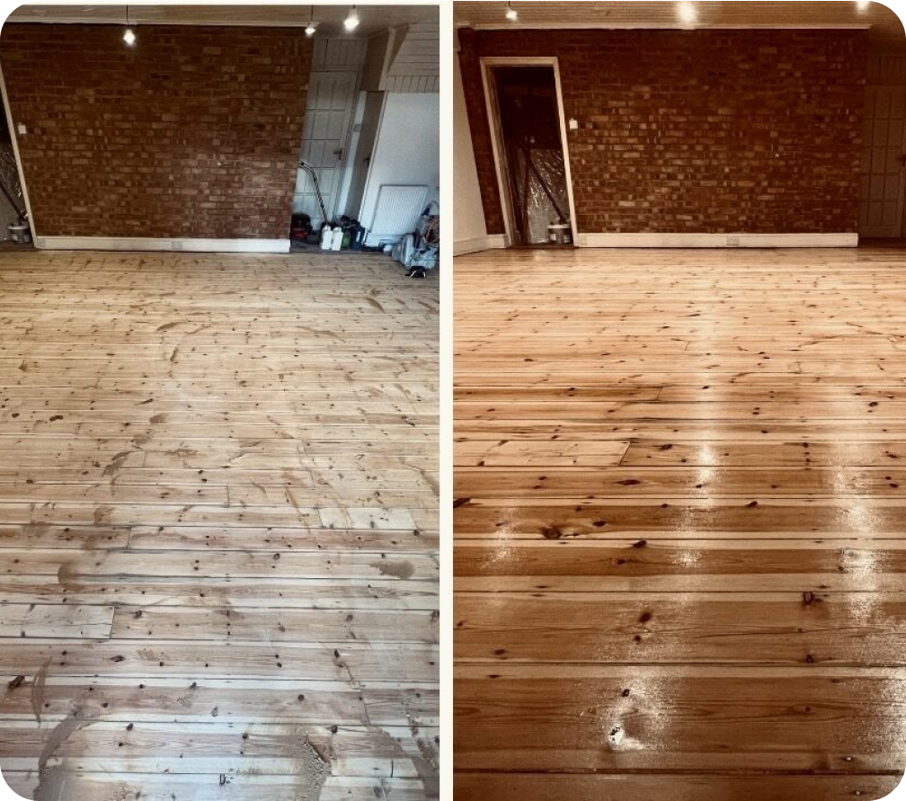 contractor sanding hardwood flooring